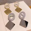 Nuevos Pendientes de Cobre Incrustados con Circonita de Gran Venta, Pendientes Cuadrados de Moda, Pendientes Exagerados Brillantes de Alta Gama de Celebridades para Mujer