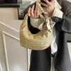 Bolsa de Ombro Crescento de Verão 2025 Nova Moda Estilosa Férias na Praia Grande Capacidade Tecida Bolsa de Palha para Mulheres