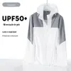 Verão 2025 Novo Estilo Esportivo Outdoor Casual Bloqueio de Cores Seda Gelo Roupa de Proteção Solar Anti-UV Casal Jaqueta Roupa de Pele