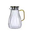 Jarra de agua fría de vidrio, una opción elegante y lujosa para uso doméstico, es un juego de recipientes de agua resistente al calor con gran capacidad, perfecto para preparar té, y cuenta con un diseño atractivo.