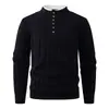 Suéter henley para hombre de media botonadura, engrosado para otoño e invierno, jersey casual de punto trenzado, venta al por mayor para exportación