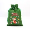 Bolsa de Regalo Navideña Verde al por Mayor Transfronteriza Bolsa con Cordón de Papá Noel Bolsa de Dulces de Nochebuena Bolsa para Manzanas Bolsa de Lino