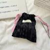 410112 Bolsa de armazenamento de veludo com renda e cordão Bolsa pequena de pano para fone de ouvido Batom Bolsa de armazenamento para troca de batom