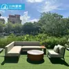 Móveis de Combinação de Mesa de Centro Sofá de Madeira Maciça Teak Simples para Exterior Pátio Externo Villa Ponto Turístico Jardim Design Criativo