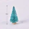 Árvore de Natal em camadas de pinho, acessórios de paisagem em miniatura, diorama criativo de árvore de neve, enfeites de PVC, presente de Natal