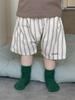 Conjunto de Camisetas de Manga Curta de Verão para Crianças, Estilo Fino, Roupa de Verão para Bebê 2026, Conjunto de Shorts Listrados para Meninos Estilo Coreano