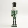 Cascanueces Soldado de 38CM Decoración Navideña Adorno de Regalo Pintado a Mano Bastón Verde Festividad