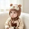 Chapéu infantil para outono e inverno, chapéu quente tipo gorro para meninos e meninas, chapéu fofo de inverno com proteção para as orelhas à prova de vento, chapéu à prova de frio para bebê