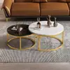 Mesa de centro redonda para sala de estar, lujo ligero, minimalista, moderna, adecuada para apartamentos pequeños, móvil y una combinación de mesas de centro estilo minimalista