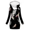 [Procesamiento Personalizado] Gabardina Gruesa de Invierno con Capucha Estilo Europeo y Americano, Impresión Digital 3D para Mujer, Longitud Media