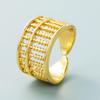 Anillo de Cobre con Circonio de Oro de 18K Estilo Celebrado en Internet Anillo de Moda Nuevo Ajustable con Abertura Anillo Geométrico para Mujer