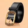 Cinturón de Cuero Negro Vintage Moderno Genial Metal Moda Personalidad Nuevo Cinturón Ins para Mujer Sensación de Alta Gama