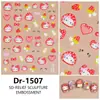 Redanco5D Relieve Popular Dibujos Animados Pegatina para Uñas Cabeza de Fresa Gato Estéreo Pegatina para Uñas Dr1508