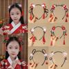 Estilo chinês Ano Novo acessórios para o cabelo meninas Hanfu festivo peruca de borla vermelha trança headband Bebê Ano Novo cocar