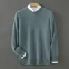 Suéter de Lana para Hombre con Cuello Semi Alto, Jersey Grueso de Negocios, Camisa Base de Punto Holgada de Color Sólido, Venta al por Mayor Transfronteriza para Hombres
