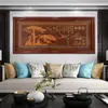 Escultura em Madeira Dongyang Estilo Chinês Novo Pintura de Parede para Sala de Estar Parede de Fundo para Sofá Placa de Pintura em Relevo Estereoscópico 3D Pintura Decorativa