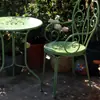 Adereços de Fotografia de Ferro Forjado Mesa e Cadeiras de Varanda Jardim Estufa Francesa Estilo Pastoral Pátio Lazer Mesa Artística Exterior