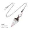 Pêndulo de Cristal Transfronteiriço com Pedra Triturada e Resina, Cor Cobre Vermelho Antigo, Cone Hexagonal de Ponta Única, Acessório de Yoga Meditação, Pêndulo de Frequência Ajustável