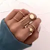 Anel Estrela e Lua Transfronteiriço Folha de Amor Geometria Conjunto de 10 Anéis Criativos Retrô Articulados Femininos