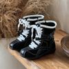 Botas Femininas 2025 Outono Novo Calçados Infantis Moda para Meninas Botas Estilo Martin Botas de Cano Médio Infantis para Crianças Maiores