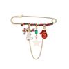 Broche navideño accesorios de ropa Papá Noel muñeco de nieve corona diamante pin de solapa en stock al por mayor