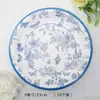 Platos desechables para el hogar, platos de papel con diseño, diseño de patrón de porcelana azul y blanco, decoraciones para fiestas, reuniones festivas, vajilla para picnic, portátil