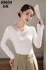 Camisa base Golden Jiaxuan 965 con cuello en V, corte entallado, manga larga interior, para primavera y otoño, de una pieza para mujer