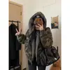 Foto Real de Chaqueta Acolchada con Cuello de Piel Camuflaje, Abrigo de Algodón para Hombres y Mujeres, Algodón Grueso Cálido de Invierno