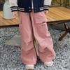 Pantalones Cargo de Algodón con Bolsillo Grande para Niños Estilo Nuevo Primavera y Otoño 2026 Pantalones Deportivos Casuales Unisex para Niños Mayores