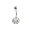 Joyería para piercing con incrustación de circonita, barra de acero inoxidable, accesorios de cobre, base de rosca externa giratoria, adorno para ombligo