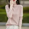 Transfronterizo Otoño/Invierno 2026 Nuevo Estilo Suéter Básico Ajustado de Lana Fina Imitación Cuello Alto Manga Larga Tejido para Mujer con Relieve