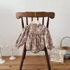 INS Primavera y Otoño Bebé Estampado Vintage Floral Camisa con Gorro de Manga Larga para Bebés Niñas Cuello Zou Zou Traje de Gateo