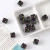 Pintura Acrílica Estampado de Dibujos Animados Cuentas Cuadradas DIY Cadena para Teléfono Móvil Llavero Bolígrafo con Cuentas Accesorios