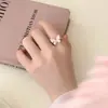 Anillo de Perla de Agua Dulce de Moda con Flores de Pintura al Óleo de Colores, Temperamento de Lujo Ligero, Joyería de Gama Alta Versátil Anillo para Mujer
