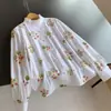 Camisa de Algodón con Lentejuelas y Perlas de Color Sólido con Solapa, Cárdigan Camisa, Ropa Interior y Exterior al por Mayor H10At8077