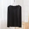 Nova camisa base de veludo catiônico feminina 2022 outono e inverno plus size sem costura gola redonda gola semi-alta autoaquecimento quente