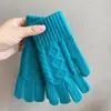 Luvas de Inverno Adulto Quentes Luvas de Tela Sensível ao Toque com Dois Dedos Expostos Luvas de Lã Jacquard Tricotadas à Prova de Frio para Exterior Cor Sólida