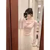 Nuevo suéter de punto irregular de manga larga para otoño e invierno para mujer, con cuello de solapa, corte ajustado y efecto adelgazante