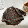 Roupa Infantil Camisa Infantil Tendência Meninos e Meninas Manga Longa Bebê Xadrez Top 2026 Novo Estilo Coreano Roupa de Primavera Estilosa