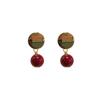 Ganjia Brincos de Prata Esterlina S925 Minimalistas Vermelho Borgonha Feijão Vermelho Moda Brincos de Luxo Leve Brincos Elegantes Vintage