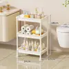 Estante de almacenamiento para baño, carrito móvil para el baño, organizador de múltiples niveles independiente para artículos de tocador y estante de almacenamiento para espacios estrechos