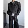 Jaqueta de Couro Marrom Retrô para Motociclista Casaco Masculino Feminino Outono Inverno Retrô Americano Design Solto Senso de Design Jaqueta de Couro PU Tendência