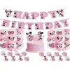 Mickey e Minnie Rainha da Neve Princesa Tema Festa de Aniversário Bandeira Balão Topper de Bolo Pingente Espiral Atacado