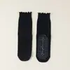 Meias de Yoga com Borda Franzida e Solas Antiderrapantes de Silicone, Meias Femininas de Cano Médio, Finas para Primavera e Outono, Meias Esportivas para Fitness, Pilates
