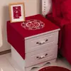 Funda de Tela Roja para Mesita de Noche de Boda con Carácter de Doble Felicidad Estilo Chino, Tapete a Prueba de Polvo, Decoración de Habitación de Boda, Mesa de Noche Festiva