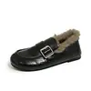 Mocasines de suela plana zapatos peludos de moda zapatos individuales mujer zapatos Birkenstock modernos 2026 otoño e invierno nuevos lanzamientos zapatos pequeños de cuero de felpa mujer