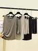 Conjunto de Chaleco de Cuello V de Modal y Shorts para Mujer Verano Delgado Casual Holgado Sin Mangas Ropa de Casa Conjunto de Dos Piezas