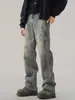 Calça jeans de sarja com manchas para homens, coleção de primavera e outono, perna reta, corte solto, estilo de rua americano, marca da moda, legal e estiloso, design retrô