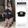 Lencería seductora femenina uniforme de policía caliente juego de roles azafata perspectiva sexy tentación azul marino 8028
