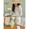 Cárdigan de Hielo de Seda Blanco Tejido para Protección Solar para Mujer, Chal Delgado de Verano con Vestido de Tirantes y Blusa Pequeña